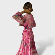 Robe longue enveloppante fleurie femme