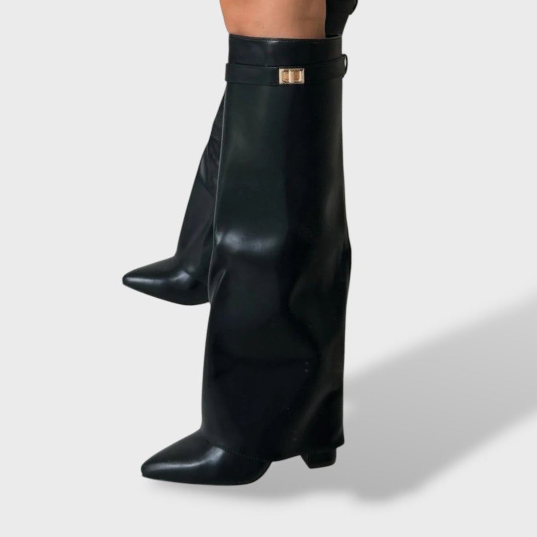 Bottes Hautes Féminines Classiques en Daim Élégantes
