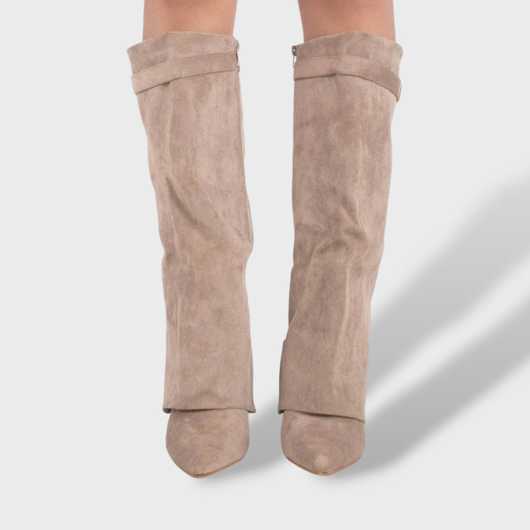 Bottes Hautes Féminines Classiques en Daim Élégantes