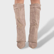 Bottes Hautes Féminines Classiques en Daim Élégantes