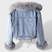 Veste en Jean avec Fourrure Synthétique Femme