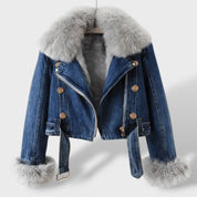 Veste en Jean avec Fourrure Synthétique Femme