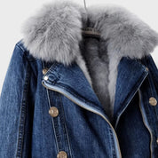 Veste en Jean avec Fourrure Synthétique Femme