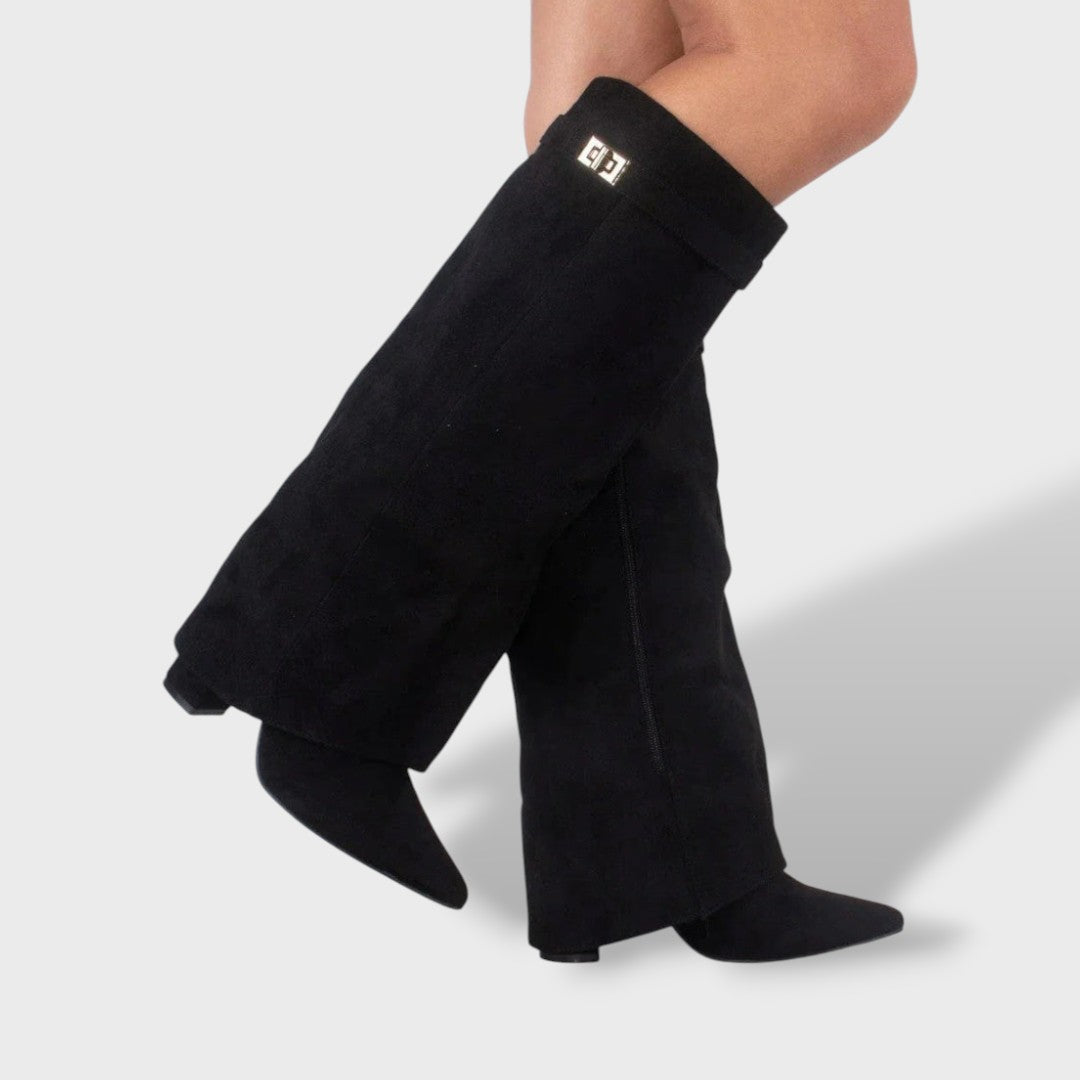 Bottes Hautes Féminines Classiques en Daim Élégantes