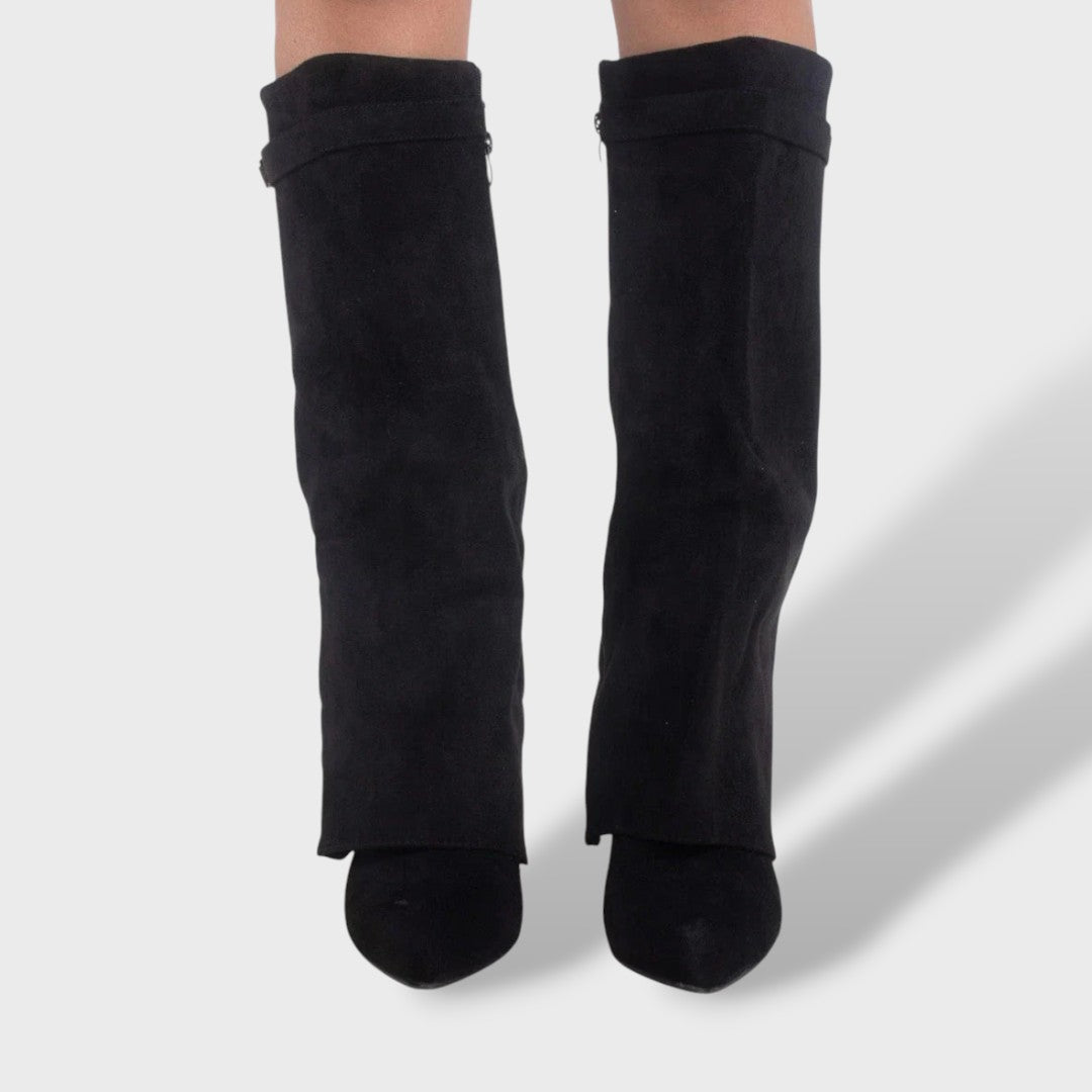 Bottes Hautes Féminines Classiques en Daim Élégantes