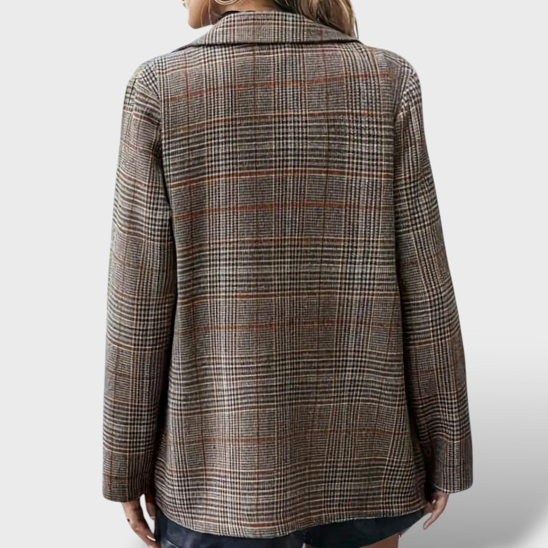 Blazer Décontracté à Carreaux pour Femmes