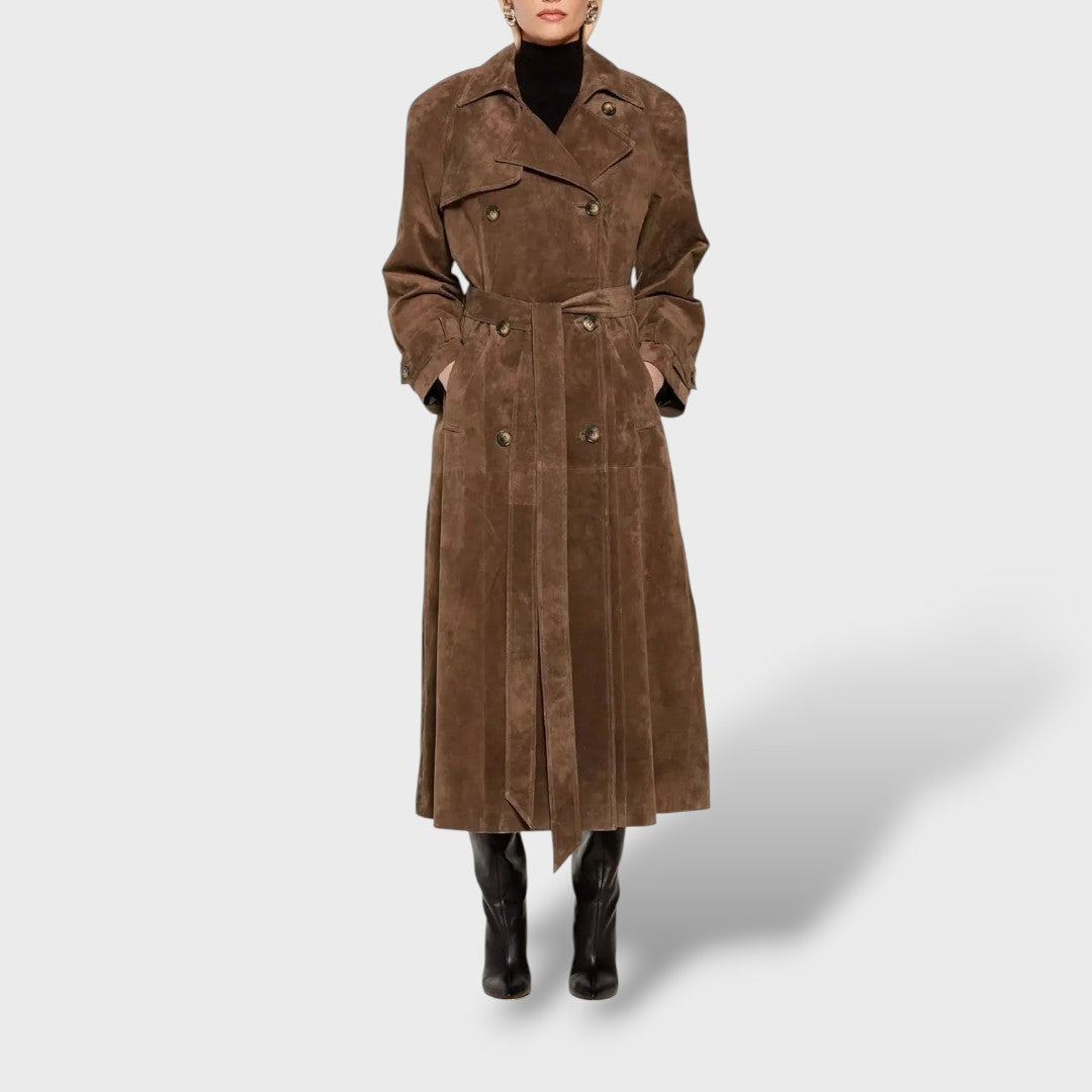 Manteau trench classique en daim pour femmes