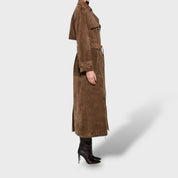 Manteau trench classique en daim pour femmes