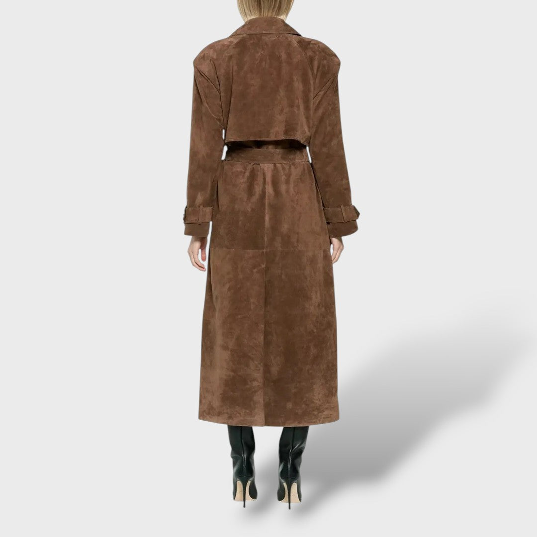 Manteau trench classique en daim pour femmes
