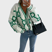 Gilet Tricoté Moderne avec Motif Géométrique