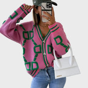 Gilet Tricoté Moderne avec Motif Géométrique