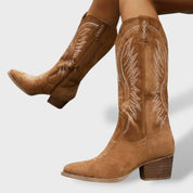 Bottes Cowboy en Daim pour Femme avec Talon Bloc