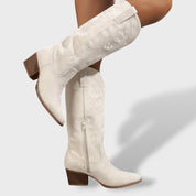 Bottes Cowboy en Daim pour Femme avec Talon Bloc