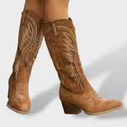 Bottes Cowboy en Daim pour Femme avec Talon Bloc