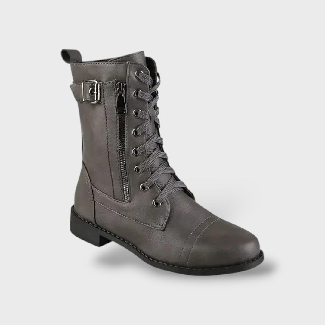 Bottes Hautes à Plateforme pour Femme en Cuir avec Fermeture
