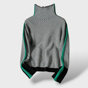 Pull à Col Montant pour Femmes avec Rayures Contrastantes