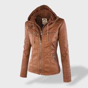 Lucía™ | Veste en cuir pour femme avec capuche