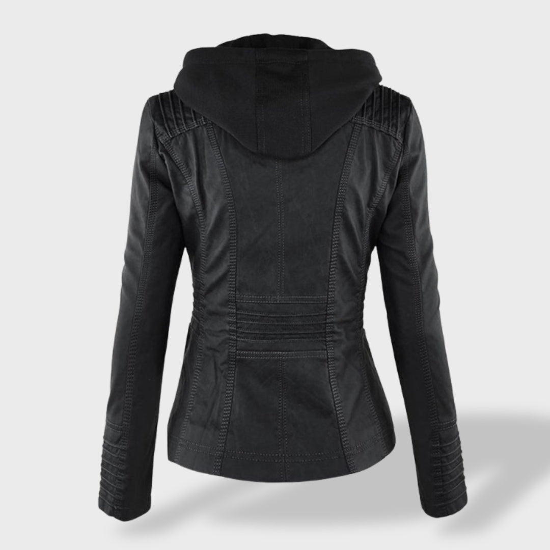 Lucía™ | Veste en cuir pour femme avec capuche