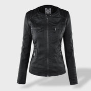 Lucía™ | Veste en cuir pour femme avec capuche