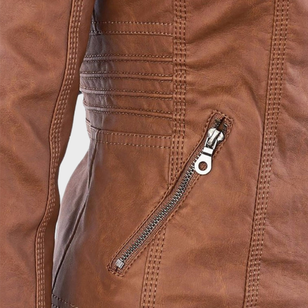 Lucía™ | Veste en cuir pour femme avec capuche