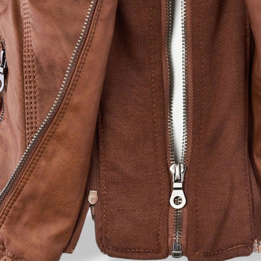 Lucía™ | Veste en cuir pour femme avec capuche
