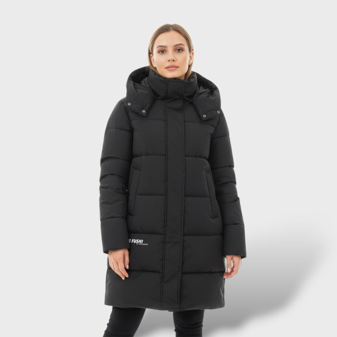 Manteau Matelassé Femme Long avec Capuche Élégant
