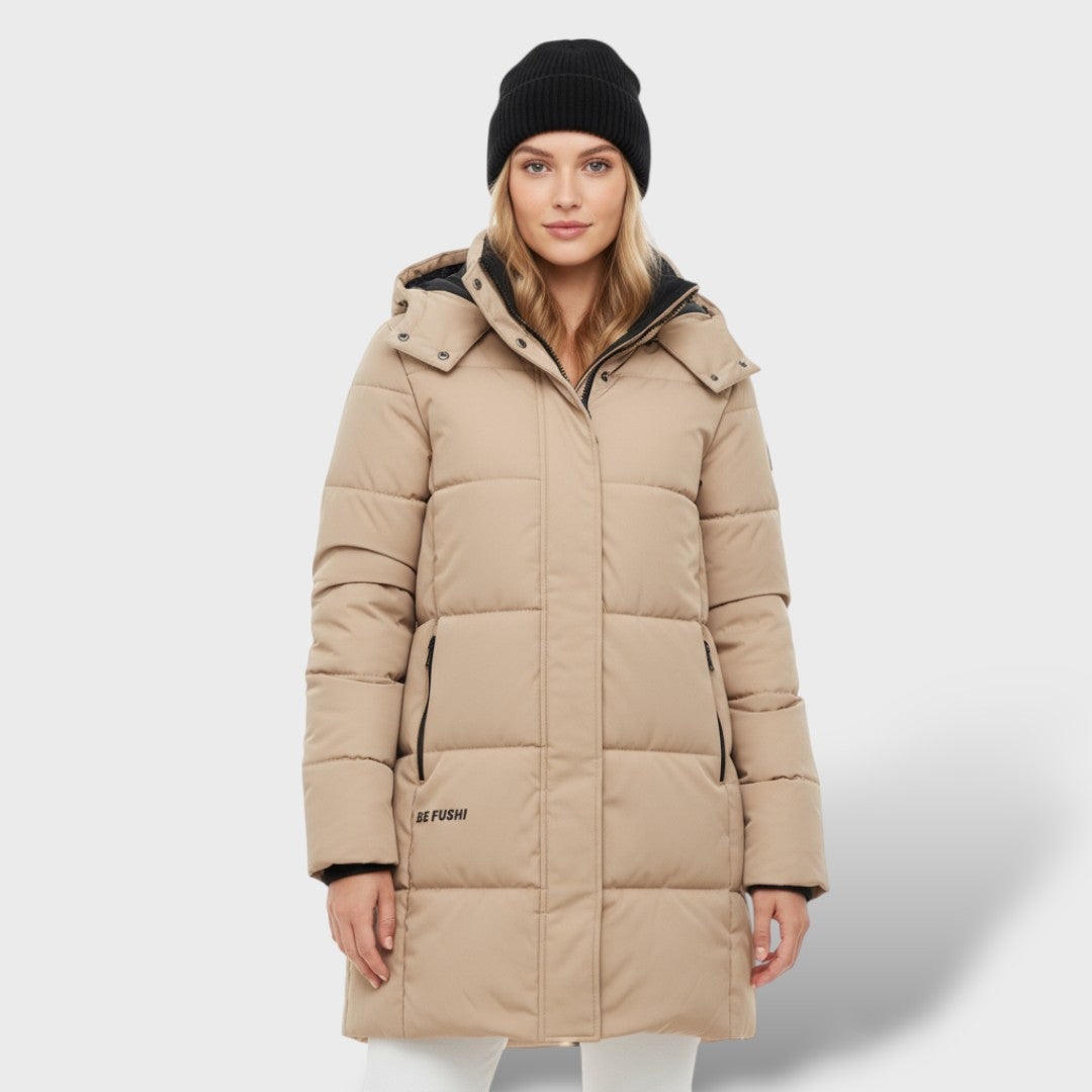 Manteau Matelassé Femme Long avec Capuche Élégant