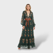 Robe boho longue à fleurs à manches longues