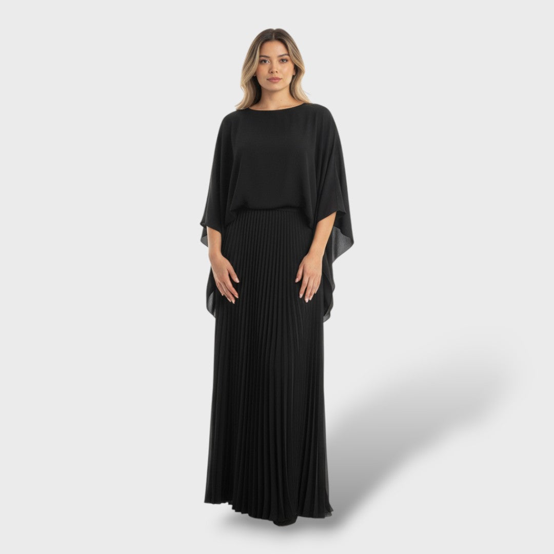 Robe maxi élégante à manches chauve-souris