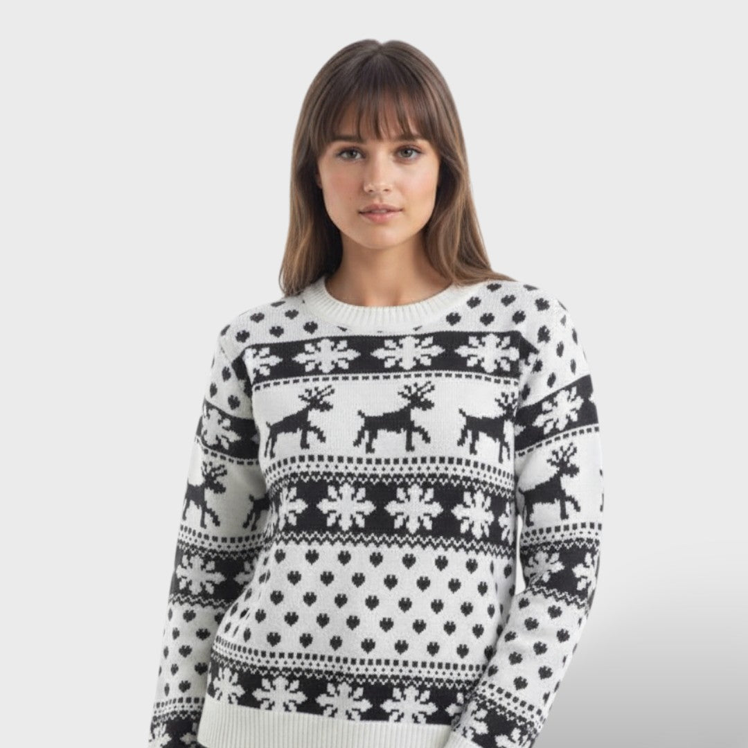 Pull de Noël femme imprimé avec des cerfs