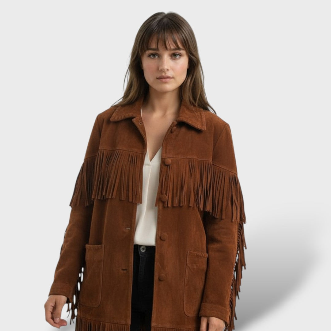 Veste Courte Franges Femme Rétro