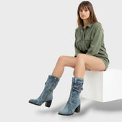 Bottes Cowboy Femme Talon Haut Denim