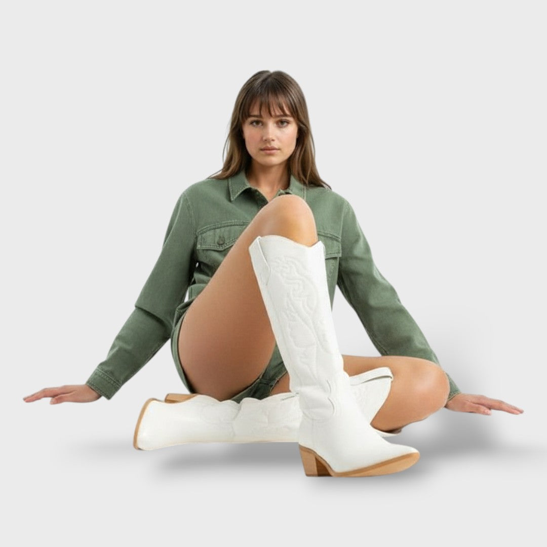 Bottes de Cowboy Hautes Femme Vintage