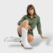 Bottes Cowboy Femme avec Talon Bloc – Style Western Moderne