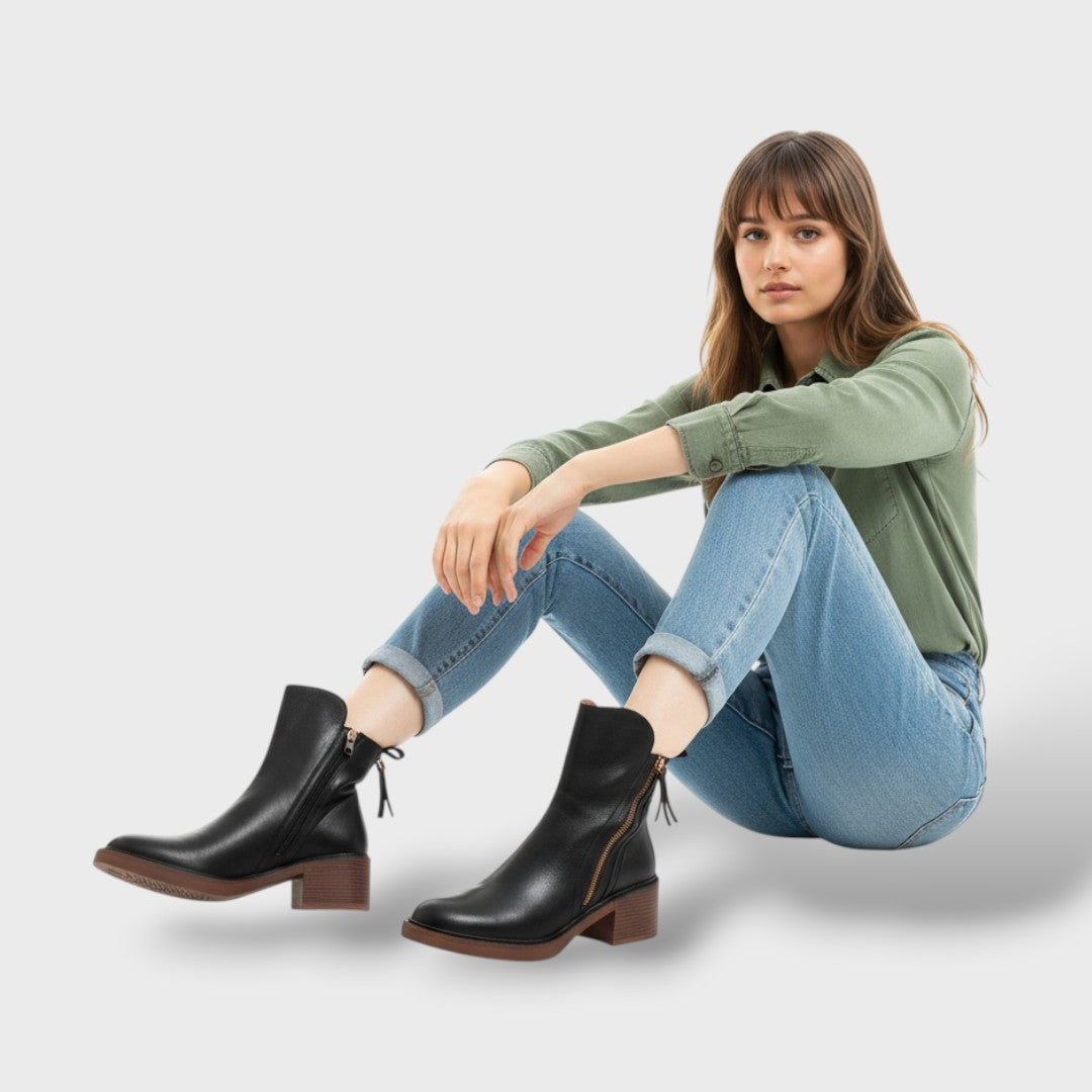 Bottines pour femmes avec talon carré et fermeture latérale