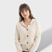 Cardigan Femme Élégant Col Haut avec Grands Boutons