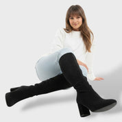 Bottes Hautes Femme Talon Large Élégantes