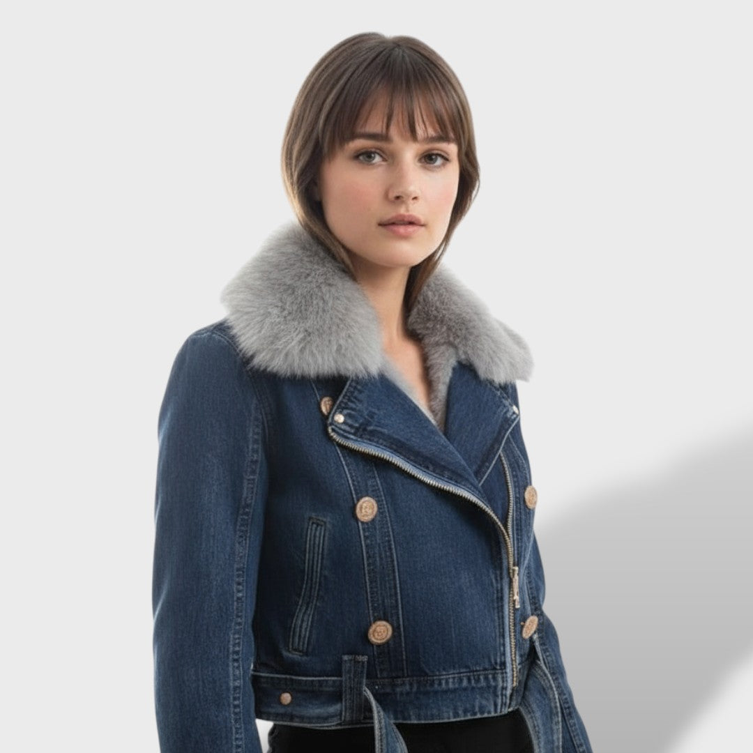 Veste en Jean avec Fourrure Synthétique Femme