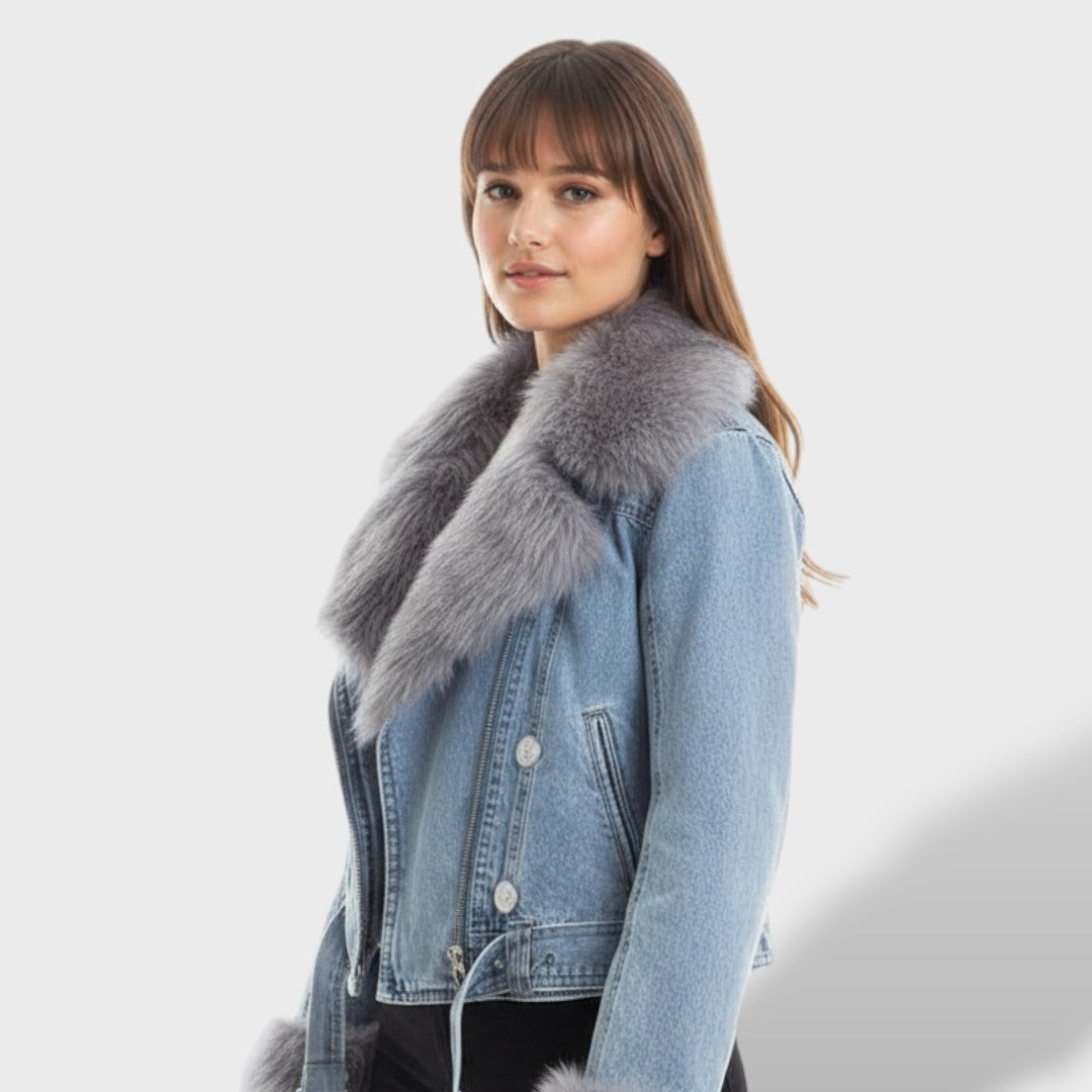 Veste en Jean avec Fourrure Synthétique Femme