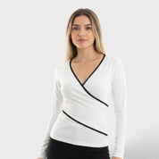 Blouse Croisée Femme Élégante Contraste