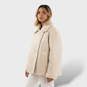 Manteau Femme en Cuir Synthétique et Shearling
