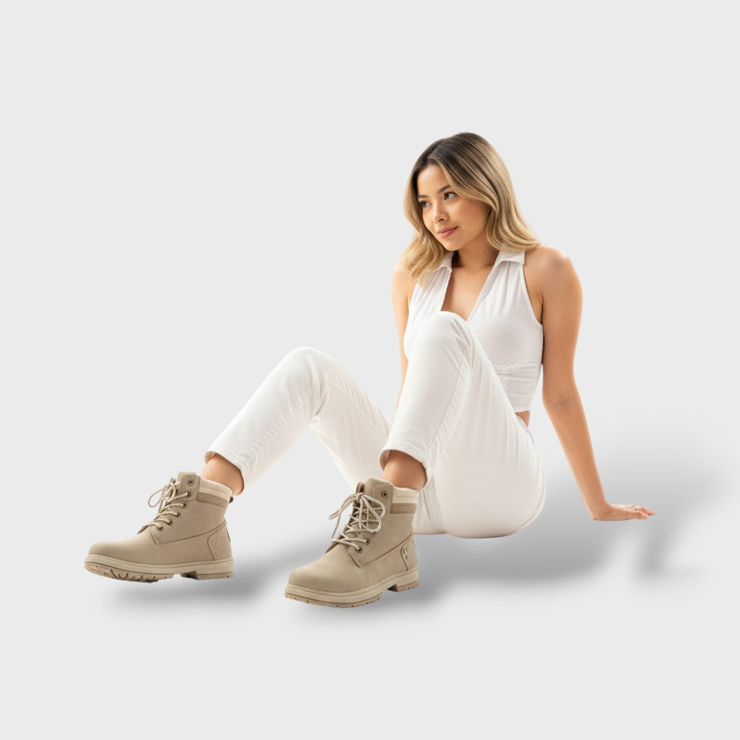 Bottines d'Hiver Femme avec Semelle Épaisse et Doublure Chaude