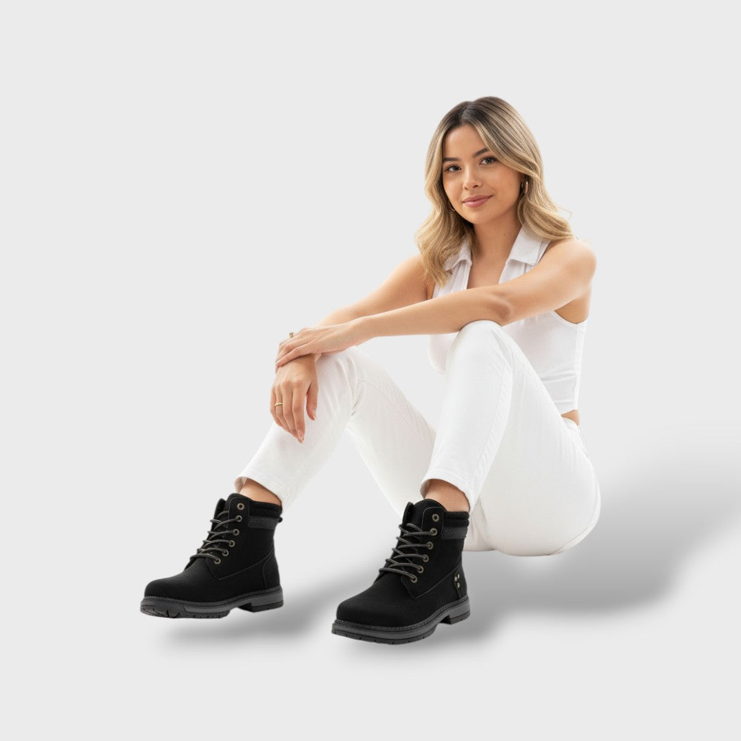 Bottines d'Hiver Femme avec Semelle Épaisse et Doublure Chaude