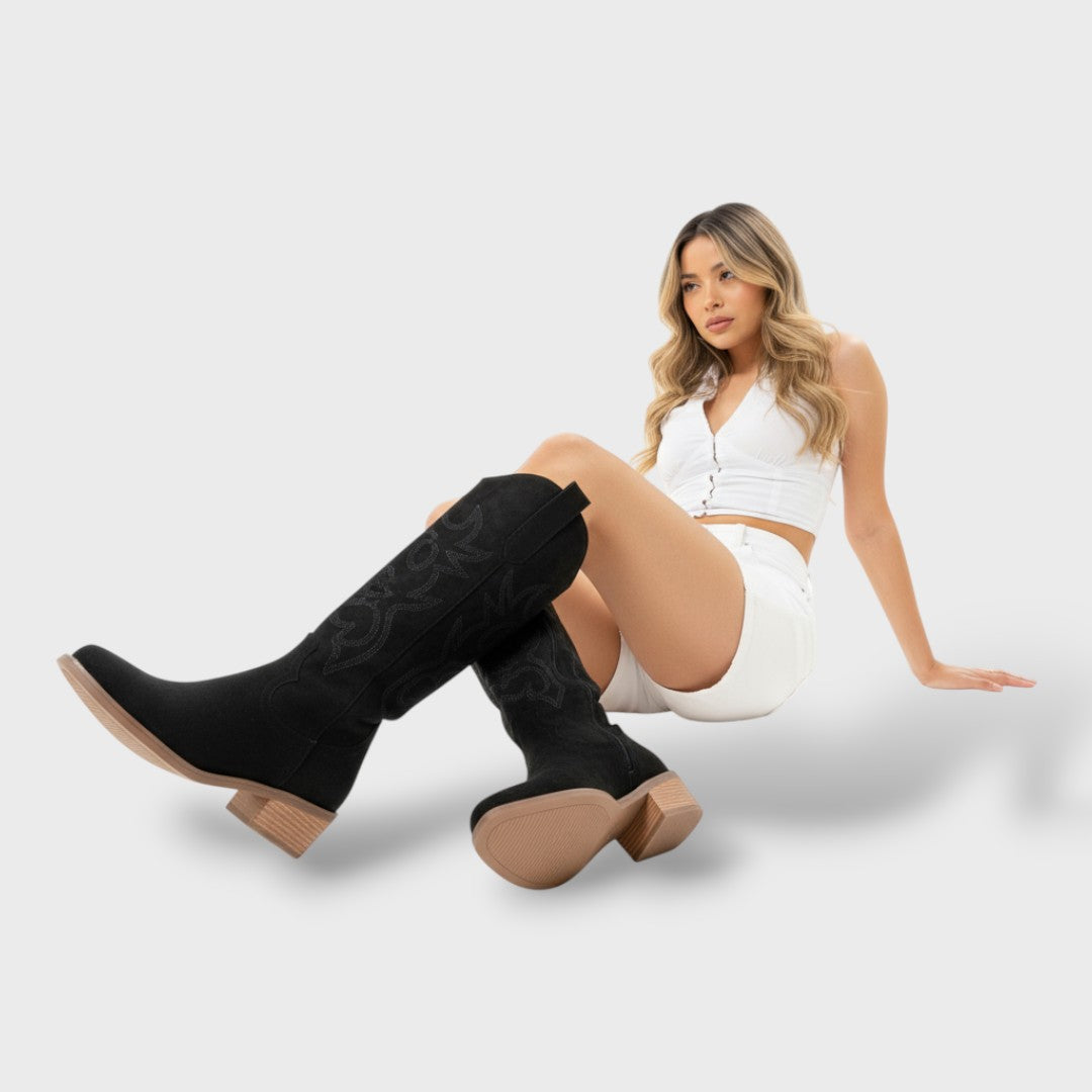 Bottes Hautes Western Femme À Bout Fin