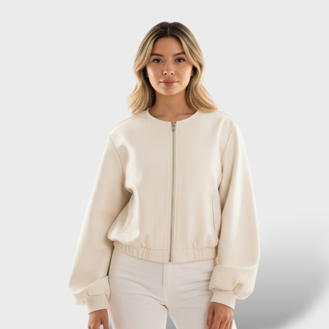 Veste Bomber Douce avec Fermeture Éclair et Ourlet Élastique