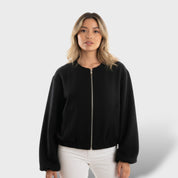 Veste Bomber Douce avec Fermeture Éclair et Ourlet Élastique