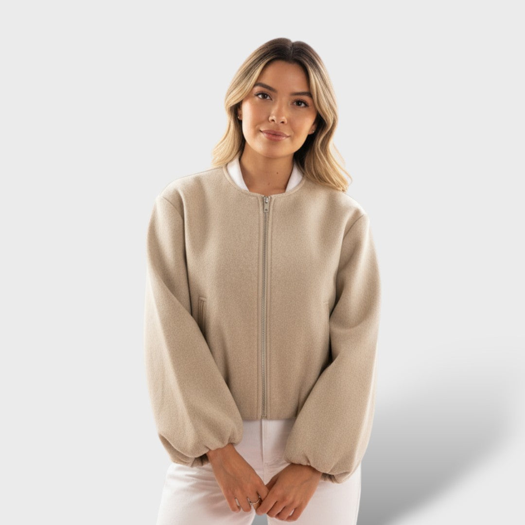 Veste Bomber Douce avec Fermeture Éclair et Ourlet Élastique