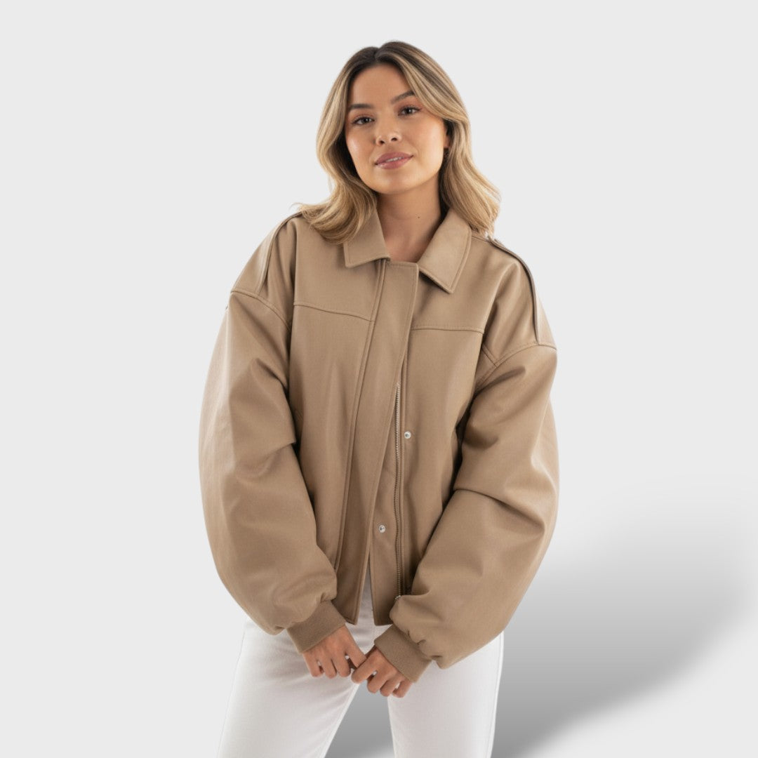 Veste Bomber avec Col Revers et Style Vintage