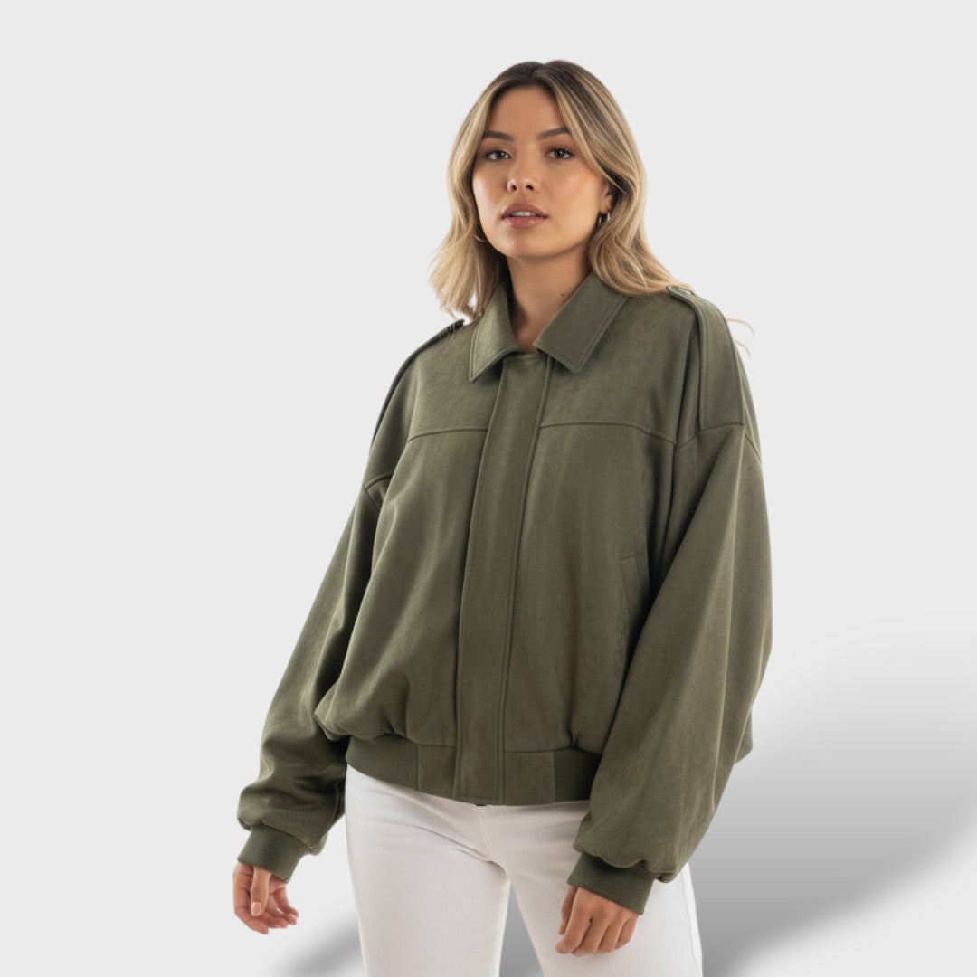 Veste Bomber avec Col Revers et Style Vintage