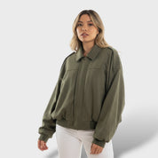 Veste Bomber avec Col Revers et Style Vintage